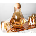 Hexagonal Amber Luster Glass Carafe dengan set cawan